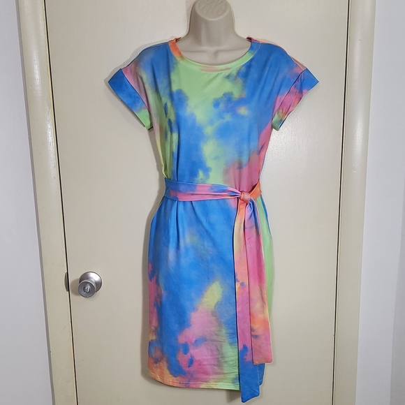 MEROKEETY Women's Summer Striped Short Sleeve T Shirt Dress Casual - Picture 3 of 11